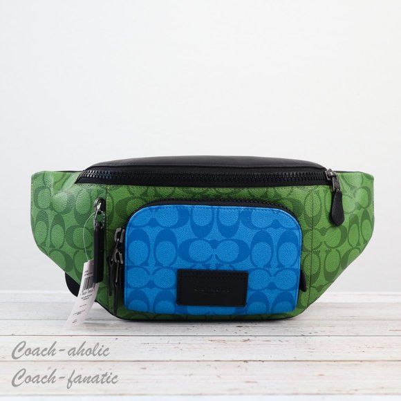Coach Other - NWT Coach C9892 Track Belt Bag In Blocked Signature Canvas in Neon Green Multi